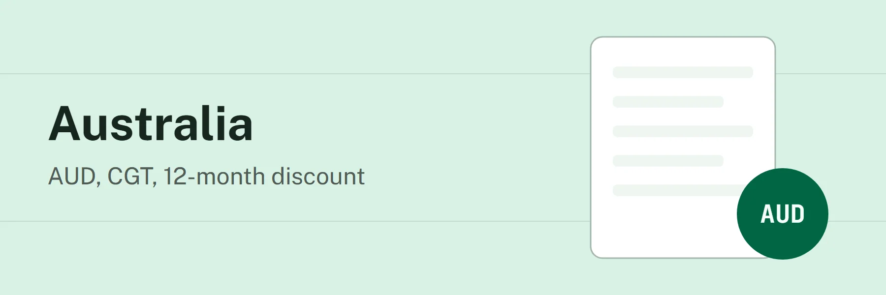 Australia: AUD, CGT, 12-month discount