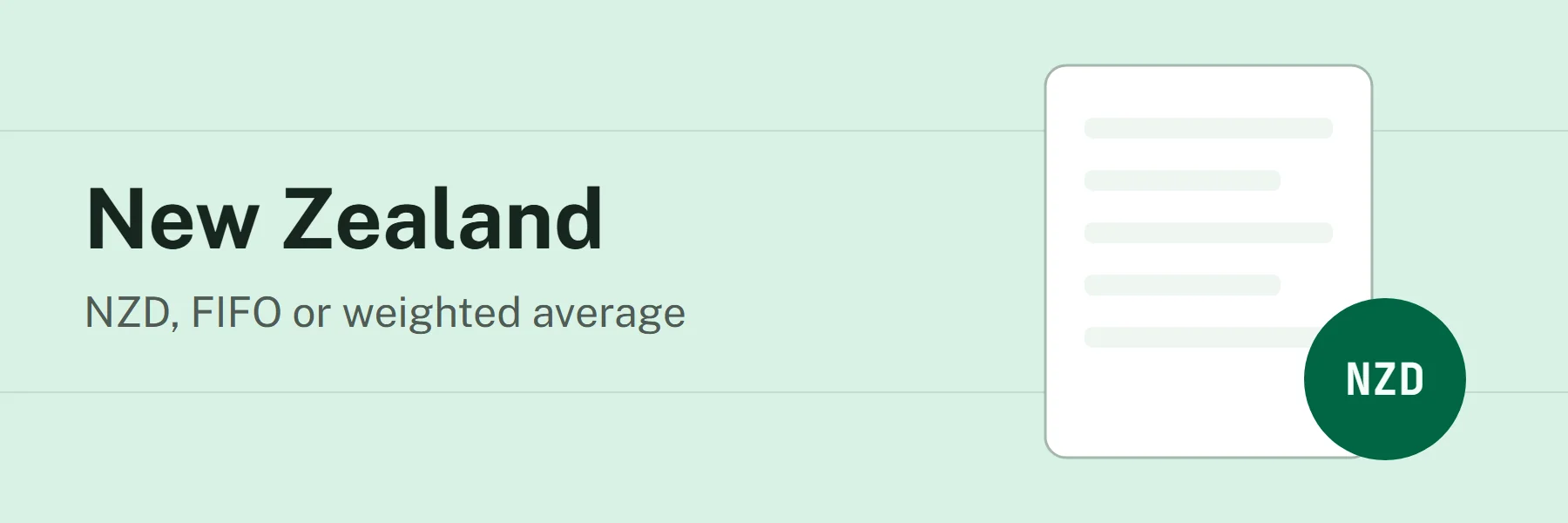 New Zealand: NZD, FIFO or weighted average